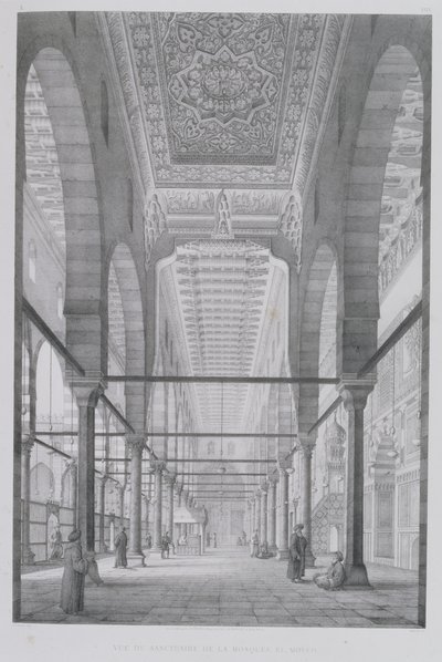 منظر لحرم جامع مويد ، اللوحة 29 من "آثار القاهرة ومبانيها" ، محفورة بقلم أوغست هيبون (1780-1857) 1829 بواسطة باسكال كزافييه كوست