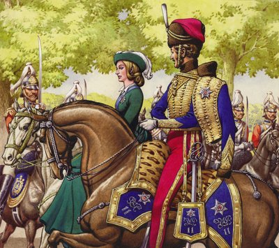 الملكة فيكتوريا والأمير ألبرت (غواش على ورق) بواسطة Pat (1907-95) Nicolle