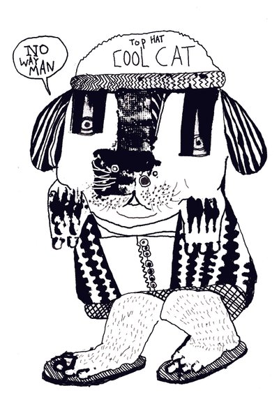 قطة رائعة، 2014 (حبر وزيت) بواسطة بات ماكدونالد