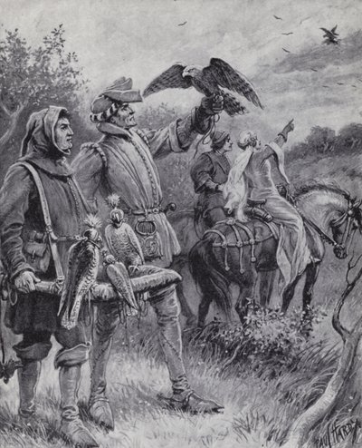 Falconry in the Middle Ages (litho) بواسطة بول (بعد) هاردي