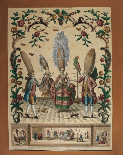 France, The Triumph of Ridicule from an Almanac by Basset, engraving بواسطة بول أندريه باسيت