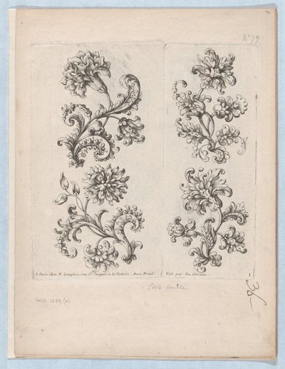 سلسلة من الزخارف الزهرية الصغيرة ، اللوحة 1 ، كاليفورنيا. 1670-85. ، كاليفورنيا. 1670-85. بواسطة بول أندرويت دو سيرسو