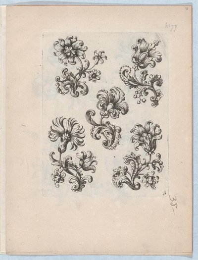 سلسلة من الزخارف الزهرية الصغيرة ، اللوحة 3 ، كاليفورنيا. 1670-85. ، كاليفورنيا. 1670-85. بواسطة بول أندرويت دو سيرسو