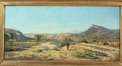 تلال Allauch مشاة في منظر طبيعي في بروفانس. لوحة بول كاميل غويغو (1834-1871) بواسطة بول كاميل جويجو