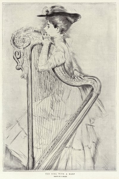 الفتاة مع القيثارة بواسطة Paul Cesar Helleu