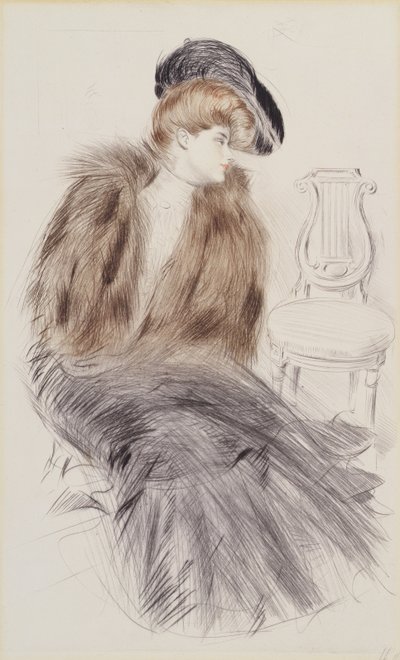 امرأة تجلس ، 1895 ج (نقطة جاف على ورق) بواسطة Paul Cesar Helleu