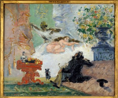 شابة حديثة من أولمبيا ترقد عارية على سريرها وخادمتها السوداء. لوحة بول سيزان (1839-1906) 1873 صن. 0،46x0،55 م باريس ، متحف دورسيه بواسطة بول سيزان