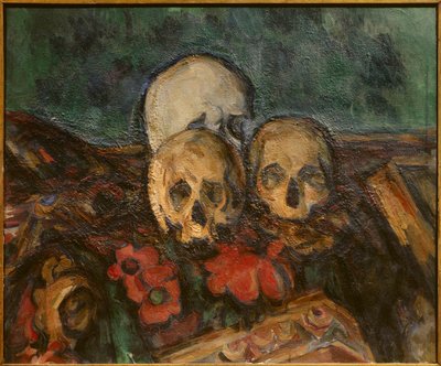 ثلاثة جلود على سجادة شرقية رسم بول سيزان (1839-1906) 1898 سولوتورن. متحف كونست. - ثلاث جماجم على بساط شرقي. لوحة بول سيزان (1839-1906) بواسطة بول سيزان