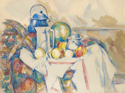 لا تزال الحياة مع إبريق الحليب والبطيخ ووعاء السكر ، 1900-1906. بواسطة بول سيزان