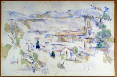 منظر لكاتدرائية d "Aix en Provence Watercolor على الخط في المنجم الرئيسي بواسطة Paul Cezanne بواسطة بول سيزان