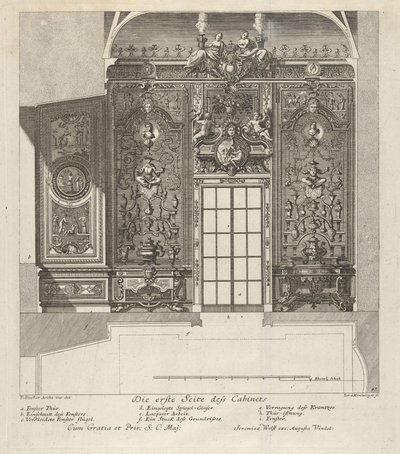 الجدار الأول لغرفة الخزف ، من: 'Princely Builder Or: Architectura civ ...، 1711. بواسطة بول ديكر الأكبر