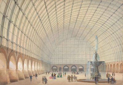 تصميم لقاعة للتمارين الرياضية والمعارض الصناعية في فيينا ، منظر داخلي منظوري ، 1853. بواسطة بول ادوارد سبرينجر