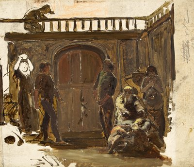 رسم تخطيطي لـ "The Quarrel" (زيت على ورق) بواسطة بول فالكونر بول