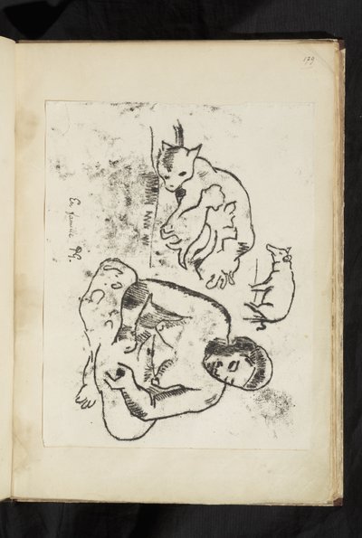 Avant et après - Seated woman, cat with kittens and a pig بواسطة بول غوغان