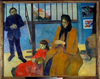 ورشة Schuffenecker أو عائلة Schuffenecker. صورة لإيميل سكوفينيكر (1851-1934) وزوجته ني لويز لانكون وأطفالهما جين وبول. لوحة بول غوغان (1848-1903) بواسطة بول غوغان