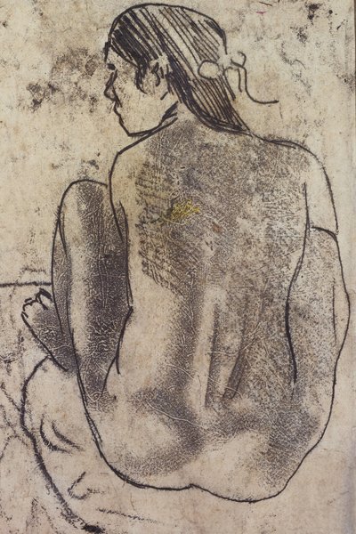 جالس عاري تاهيتي من الخلف ، حوالي 1902 بواسطة Paul Gauguin
