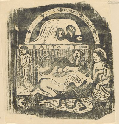 طبق تي أتوا ذا الآلهة الصغير [وجه الصفحة] ، في عام 1895 أو بعده. بواسطة بول غوغان