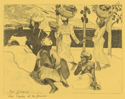 The Grasshoppers and the Ants: تذكار مارتينيك ، من جناح فولبيني: Dessins l ... ، 1889. بواسطة بول غوغان
