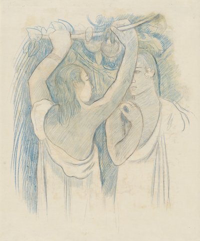 اثنان من التاهيتيين يجمعان الفاكهة [الظهر] ، 18991900. بواسطة بول غوغان