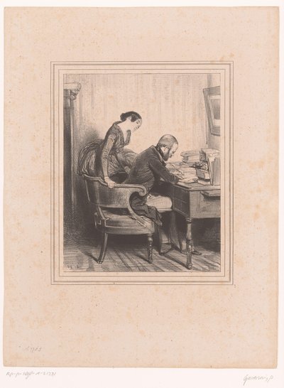 رجل يكتب ملاحظة لزوجته Au premier janvier prochain (...] نساء من نوتردام دي لوريت في باريس (عنوان المسلسل) لي لوريت (عنوان المسلسل) بواسطة أوبيرت وسي.
