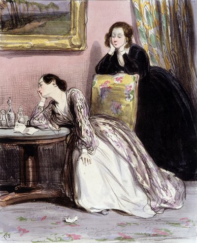امرأتان في حديث عن العشاق ، "Fourreries de femmes" ، جافارني ، ج. 1840. بواسطة بول جافارني