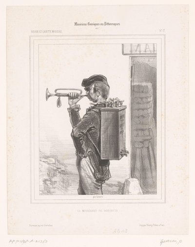 بائع الحنفيات يلعب البوق Le marchand de robinets (العنوان على الكائن) الموسيقيون الكوميديون (عنوان المسلسل) Musiciens Comiques ou Pittoresques (عنوان السلسلة على الكائن) بواسطة بول جافارني