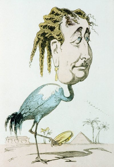 الإمبراطورة أوجيني (1826-1920 ، ني يوجينيا ماريا دي مونتيجو دي غوزمان) زوجة نابليون الثالث ، هنا كرافعة ، رسم كاريكاتوري لبول هادول المعروف أيضًا باسم وايت من فيلم "La menagerie Imperiale" بواسطة بول هادول