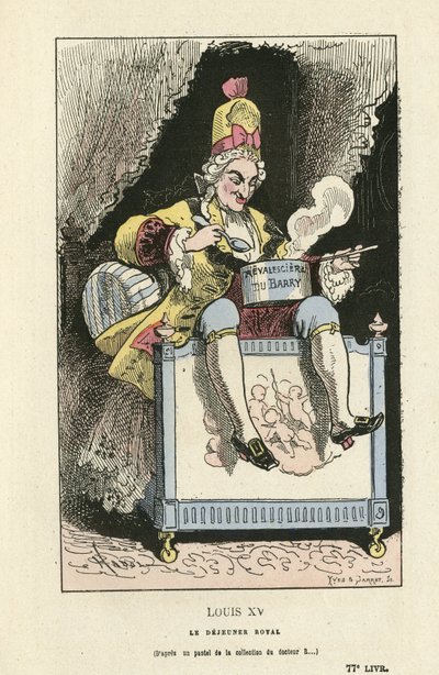 رسم توضيحي لـ Hadol (1835-1875) في Histoire de France tintamarresque ، كاليفورنيا. 1880 - النظام القديم - دو باري جين ، لويس الخامس عشر بواسطة بول هادول