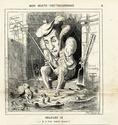 caricature of Charles IX in Le Charivari بواسطة بول هادول