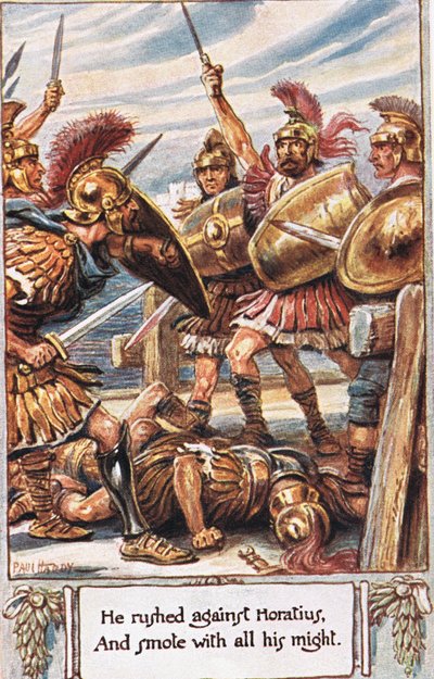 اندفع ضد Horatius وضربه بكل قوته ، التوضيح من "Lays of Ancient Rome" ، بقلم توماس بابينجتون ماكولي بواسطة بول هاردي