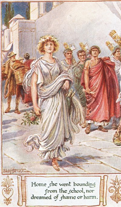 ذهبت إلى المنزل ، متوجهة من المدرسة ولا تحلم بالخجل أو الأذى ، التوضيح من "Lays of Ancient Rome" ، بقلم توماس بابينغتون ماكولي بواسطة بول هاردي