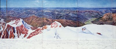 منظر بانورامي لقمة Pelvoux (sommet du Pelvoux) في Massif des Ecrins ، جبال الألب الفرنسية (حفر ضوئي) (انظر أيضًا 404290) بواسطة بول هيلبرونر
