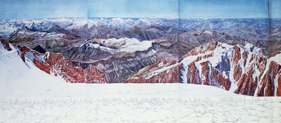 منظر بانورامي لقمة Pelvoux (sommet du Pelvoux) في Massif des Ecrins ، جبال الألب الفرنسية (حفر ضوئي) (انظر أيضًا 404291) بواسطة بول هيلبرونر