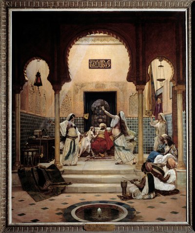 الراقصات الشرقيات (البطن) في حريم يصرف الباشا. رسم بول بوشار (1853-1937) 1893 ص. 1،6x1،3 م باريس ، متحف دورسيه. حذر! قد يخضع استخدام هذا العمل لطلب إذن من طرف ثالث أو رسوم إضافية بواسطة بول لويس بوشار