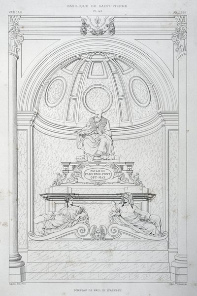Funeral monument of Pope Paul III (Farnese), engraving from The Vatican and St Peter