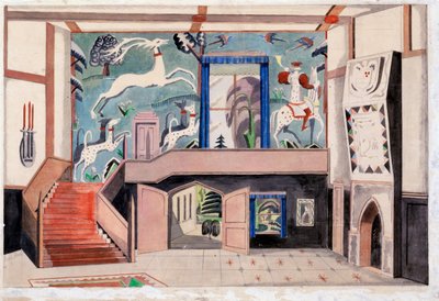 التصميم الداخلي ، حوالي 1920-30 ثانية (ألوان مائية على ورق) بواسطة بول ناش
