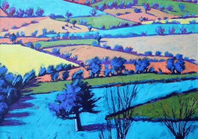 Teme Valley Summer II عن قرب (أكريليك على السبورة) بواسطة بول بويس