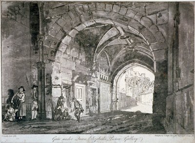 بوابة تحت معرض صور الملكة إليزابيث ، قلعة وندسور ، بيركشاير ، 1812 بواسطة بول ساندبي