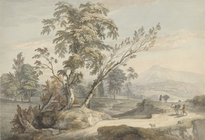 منظر إيطالي مع مسافرين رقم 2 ، حوالي 1760 (ألوان مائية وقلم وحبر رمادي فوق الجرافيت) بواسطة بول ساندبي