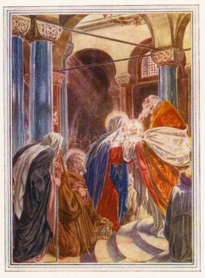 التقدمة في الهيكل (طباعة حجرية ملونة) بواسطة بول فنسنت وودروف