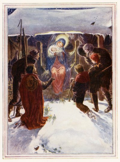 زيارة الرعاة (طباعة حجرية ملونة) بواسطة بول فنسنت وودروف