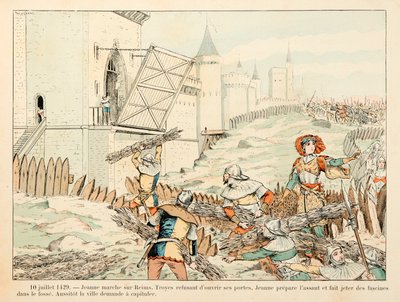 رسم توضيحي مأخوذ من كتاب "جان دارك" بقلم ثيودور كاهو ورسمه بول دي سيمانت (1855-1915): 10 يوليو بواسطة بول دي سيمانت