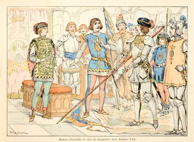 رسم توضيحي مأخوذ من كتاب "" جان دارك "" بقلم ثيودور كاهو ورسمه بول دي سيمانت (1855-1915): التوفيق دونوا بين أب جاماشيس وجوان دارك بواسطة بول دي سيمانت