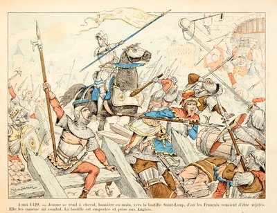 رسم توضيحي مأخوذ من كتاب "جان دارك" بقلم ثيودور كاهو ورسمه بول دي سيمانت (1855-1915): في 4 مايو بواسطة Paul de Semant