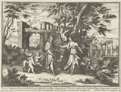 Procris و Cephalus المقنع التمثيلات الأسطورية في المناظر الطبيعية (عنوان السلسلة) بواسطة بول فان سومر (الثاني)