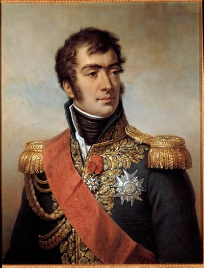 Portrait of Auguste Frederic Louis (Auguste-Frederic-Louis) of Viesse de Marmont, Duke of Raguse Marechal of the Empire in 1809 (1774-1852) - represented in uniform with plaque of the Legion of Honour under the Restoration. Painting by Paulin Jean-Baptiste بواسطة بولين جان بابتيست غيرين