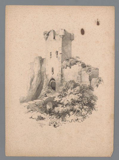 منظر لبرج مدمر به بوابة دراسات المناظر الطبيعية بواسطة Paulus Lauters (عنوان السلسلة) Nouvelle suite de 40 études de paysages par P. Lauters (عنوان السلسلة) بواسطة باولوس لوترز