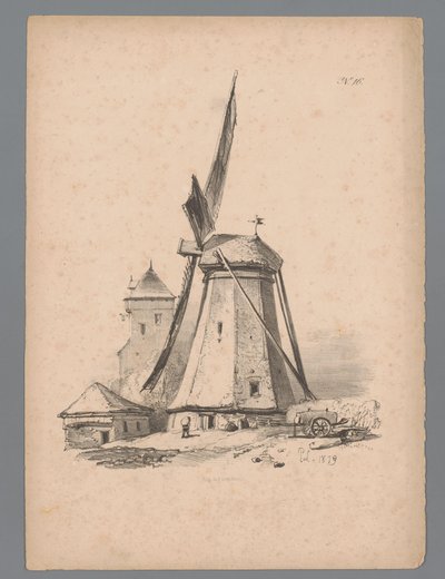 منظر لطاحونة هوائية دراسات المناظر الطبيعية بواسطة Paulus Lauters (عنوان السلسلة) Nouvelle suite de 40 études de paysages par P. Lauters (عنوان السلسلة) بواسطة باولوس لوترز