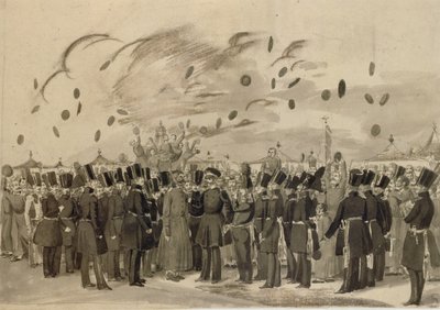 الدوق الأكبر ميخائيل بافلوفيتش يزور معسكر فوج فنلندا حارس الحياة في 8 يوليو 1837 ، 1837 بواسطة بافيل أندرييفيتش فيدوتوف