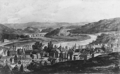 بلدة على نهر الموهوك في وسط ولاية نيويورك ، 1811-كاليفورنيا. 1813. بواسطة بافل بتروفيتش سفينين